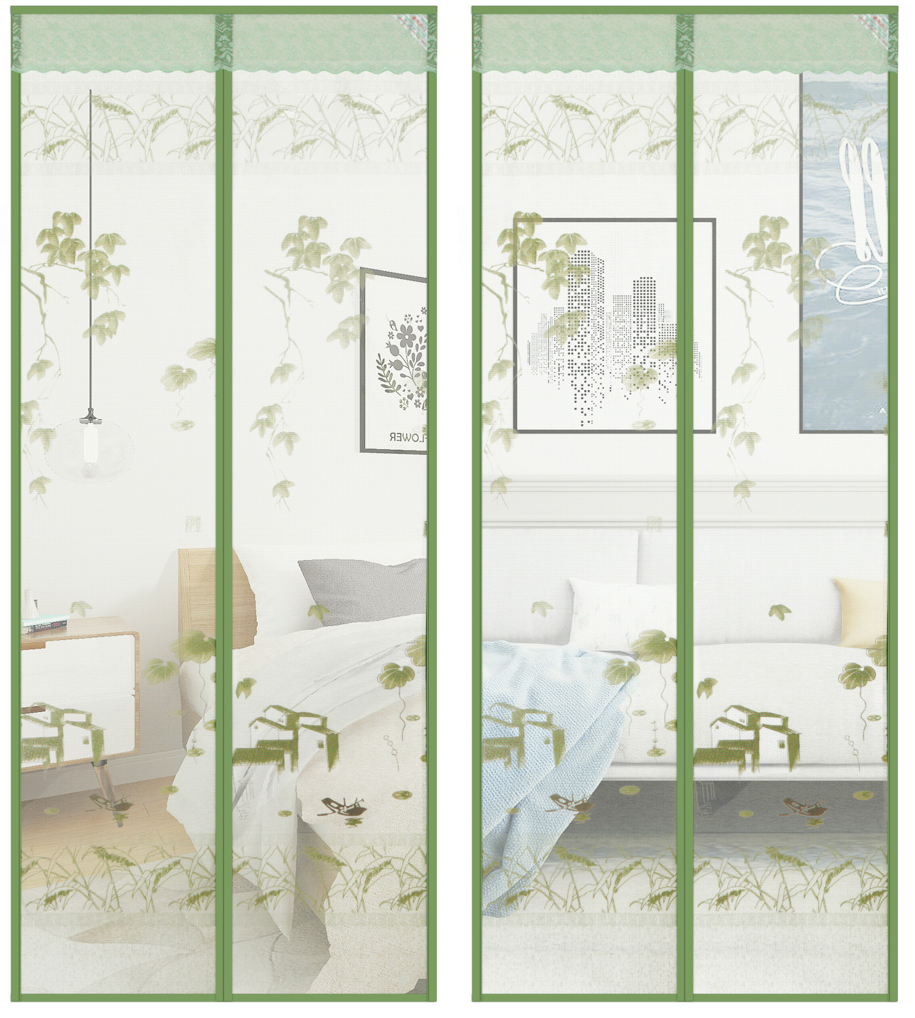 江南春景磁性软门帘